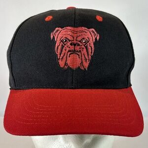Vintage Red Dog Beer Hat Cap Snap Back Black Bulldog Logo Spell Out Embroidered